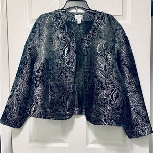 Chico's Black and Silver Paisley Blazer